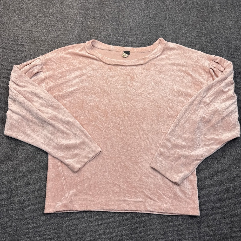 We The Free People Crushed Velvet Layered Sweater Womens Size Medium Pink